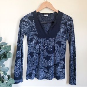 splendid bergdorf goodman | navy paisley top xs